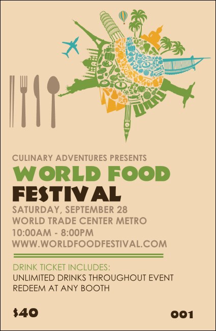 Food Festival Drink Ticket Product Front