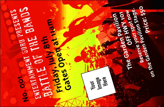 Rock Concert Red Drink Ticket Product Front