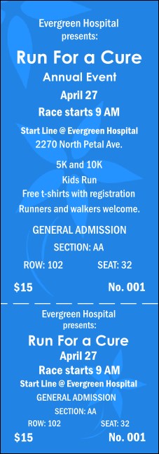 Blue Flowers Reserved Event Ticket Product Front