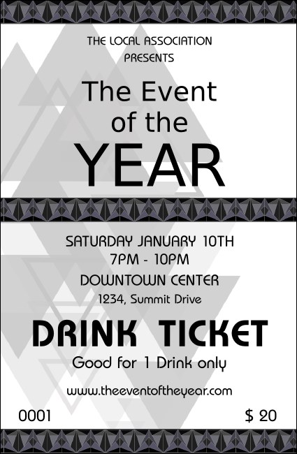 All Purpose Triangles 2 Black and White Drink Ticket Product Front