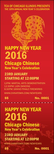 Chinese New Year Rooster Event Ticket Product Front