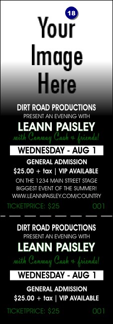 Your Photo Concert Green Event Ticket Product Front