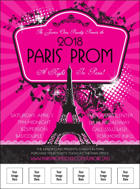 Paris Pink and Black Logo Flyer Product Front