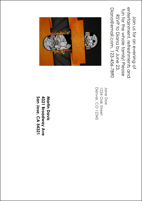 Skateboarding Postcard Mailer Product Back