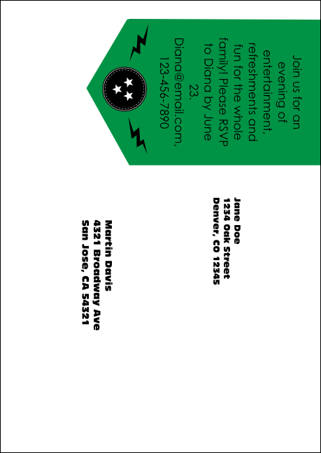 Class Reunion Mascot Green Postcard Mailer Product Back