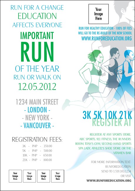 Run for a Cause Blue & Green Postcard Product Front
