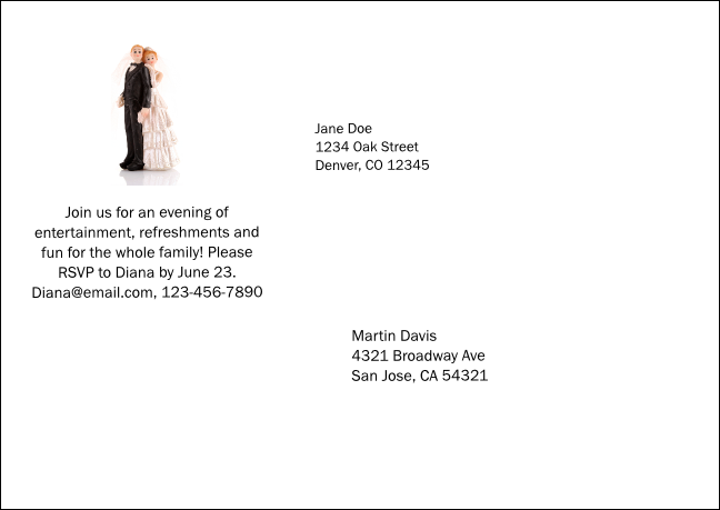 Vintage Bride and Groom Postcard Mailer Product Back