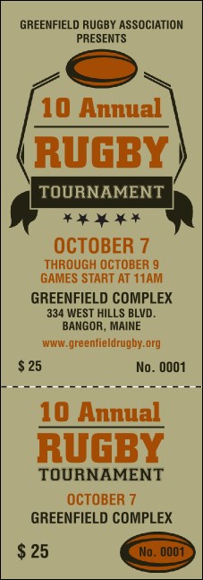 Rugby Tournament Event Ticket Product Front