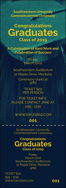 Graduation - Blue and Yellow Event Ticket Product Front