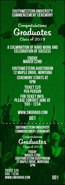 Graduation - Green Event Ticket Product Front