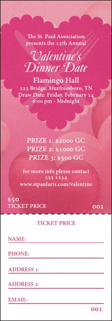 Valentine's Dinner Date  Raffle Ticket Product Front