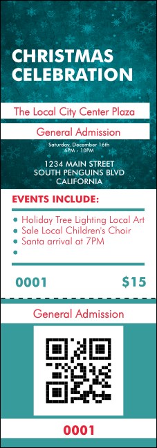 Holiday Snowflake QR Event Ticket Product Front