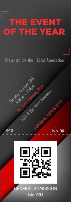 Red and Silver QR Event Ticket
