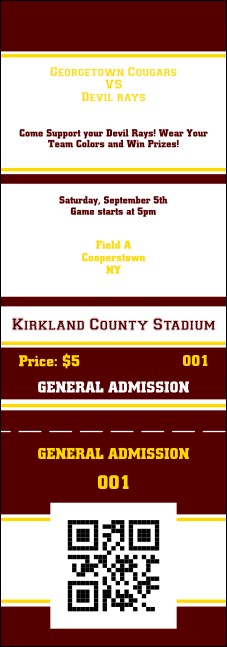 Sports Stripes Red QR Event Ticket