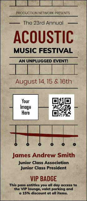 Acoustic Strings VIP Event Badge Large Product Front