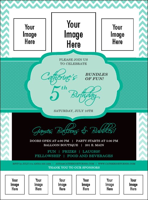 Happy Birthday Chevron Logo Flyer Product Front