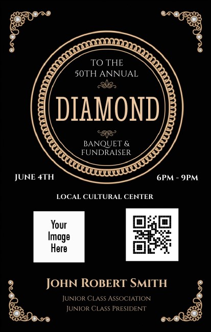 Diamonds Black 2 VIP Event Badge Medium