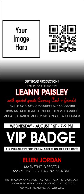Your Photo Concert VIP Event Badge Large VIP Event Badge Large