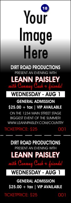 Your Photo Concert Black and Red Event Ticket Product Front