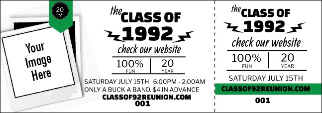 Class Reunion Mascot Green Event Ticket Product Front