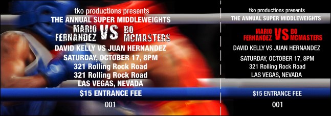 Boxing Event General Admission ticket Product Front
