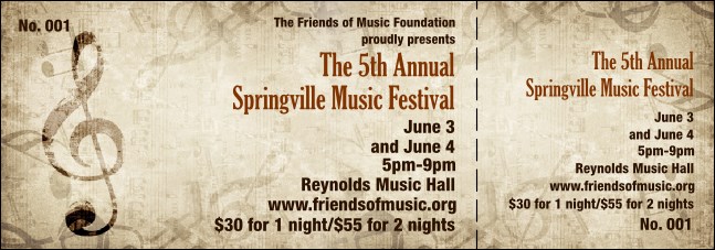 Music Festival 2 Event Ticket Product Front