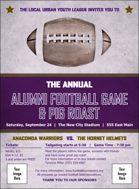 Football Purple Invitation Product Front