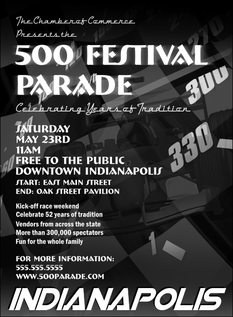 Indianapolis Invitation (black and white) Product Front