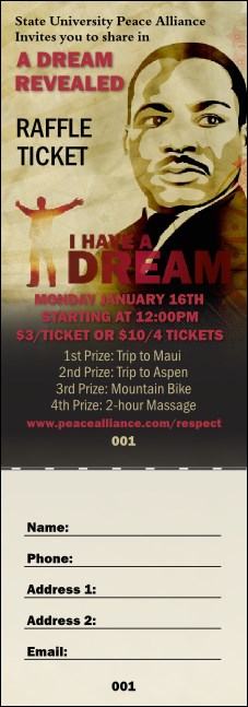 Martin Luther King Raffle Ticket Product Front