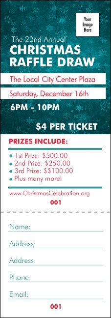 Holiday Snowflake Raffle Ticket Product Front