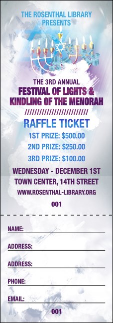 Hanukkah Abstract Raffle Ticket Product Front