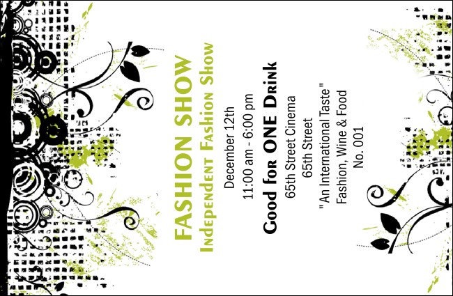 Fashion Show Drink Ticket Product Front
