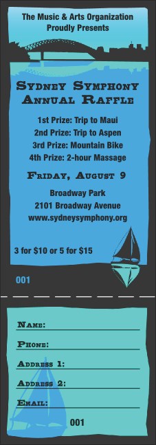 Sydney Raffle Ticket (Blue) Product Front