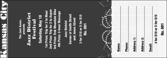 Kansas City Raffle Ticket with stub (Black & White)
