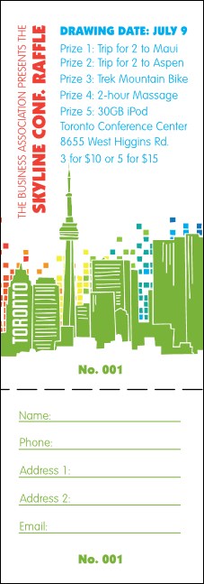 Toronto Raffle Ticket with stub (White) Product Front