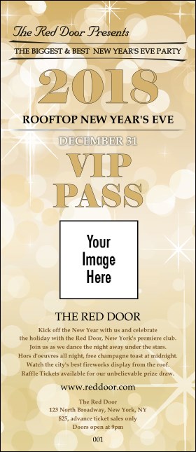 Gold Glitter VIP Pass Product Front