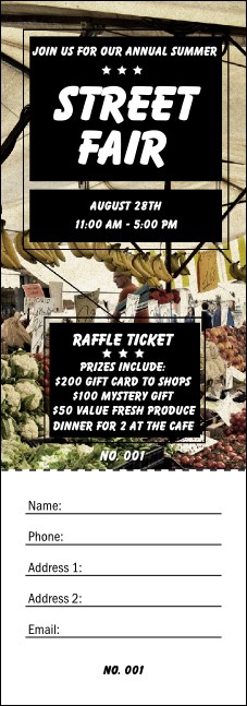 Street Fair Market Raffle Ticket Product Front