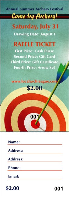 Archery Raffle Ticket Product Front